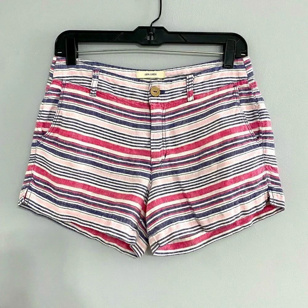 British Khaki 100% Linen Shorts Women Size 2
